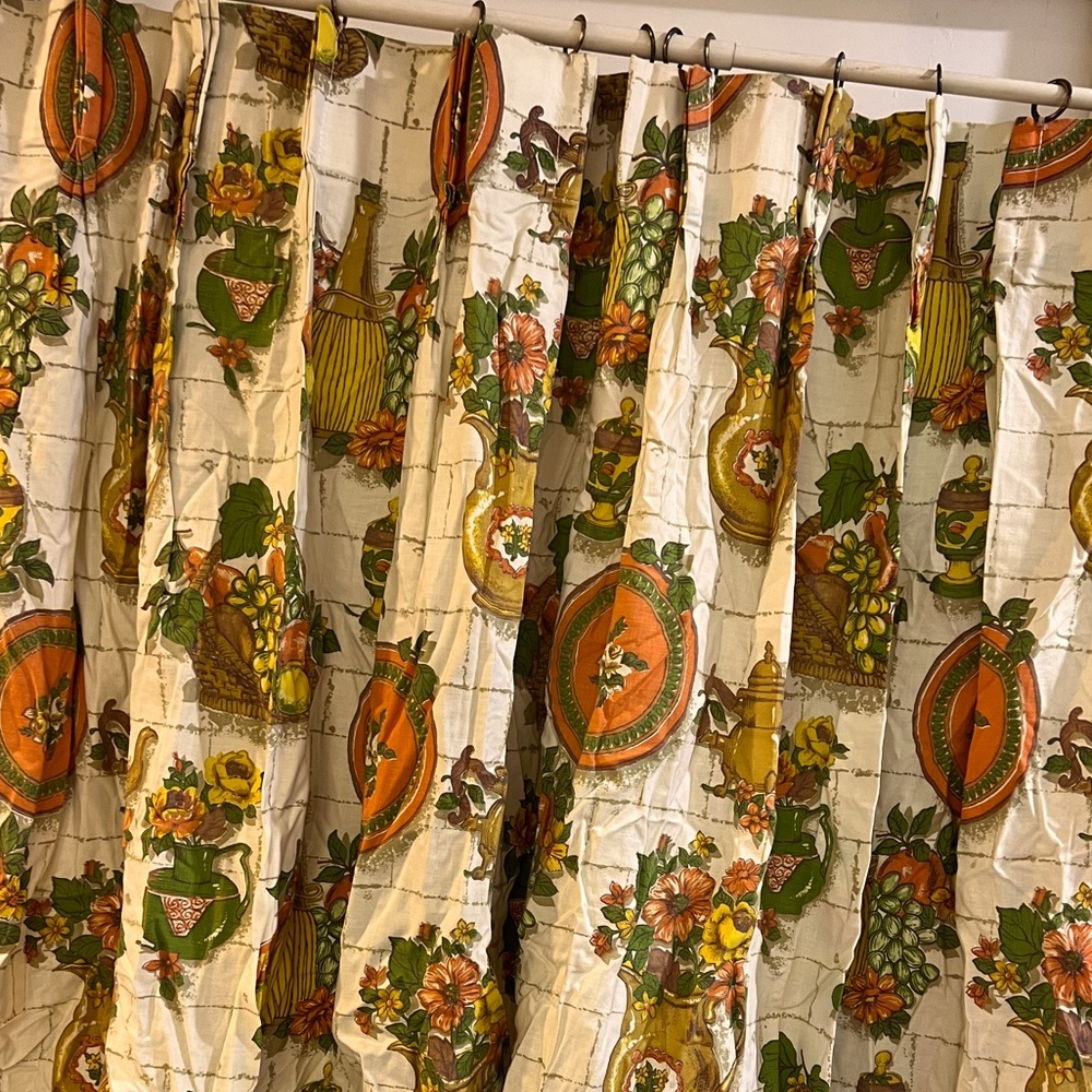 Vintage 70’s Kitchen Curtains Panels & Valances Cafe Style